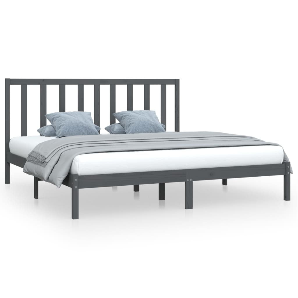 Bed Frame Grey Solid Wood Pine 200x200 cm