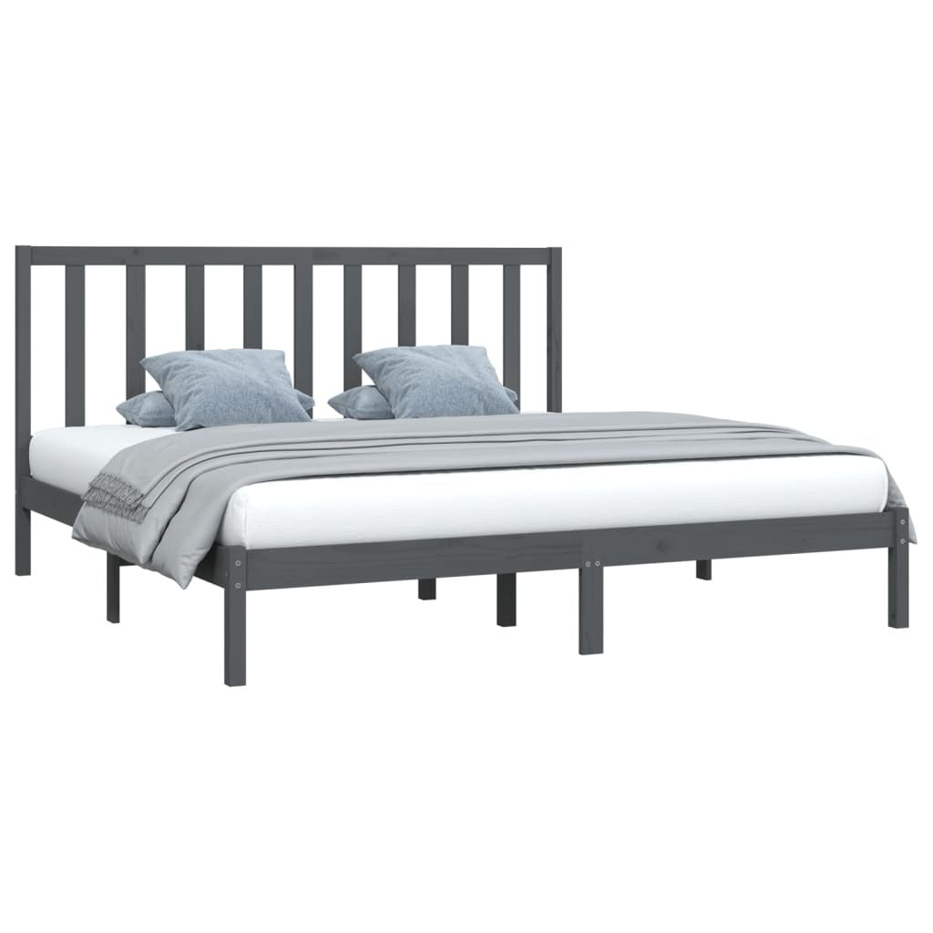Bed Frame Grey Solid Wood Pine 200x200 cm