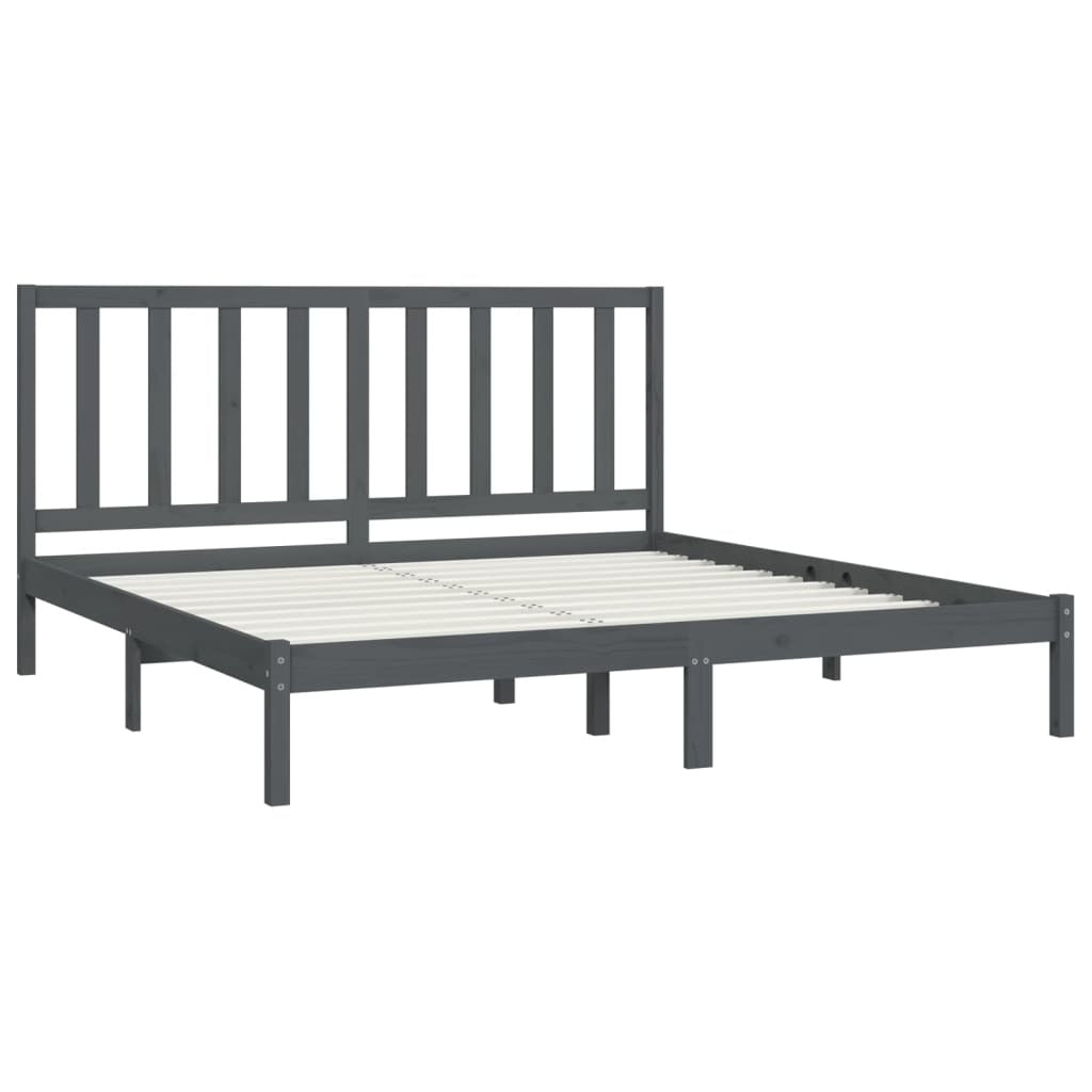 Bed Frame Grey Solid Wood Pine 200x200 cm