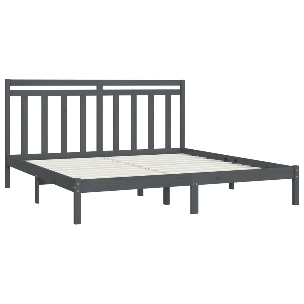 Bed Frame Grey Solid Wood 200x200 cm