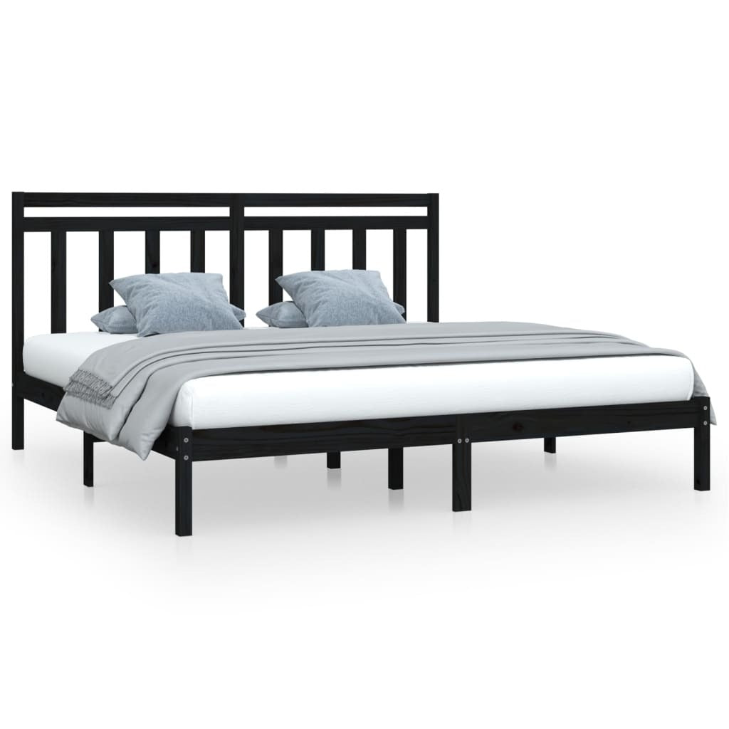 Bed Frame Black Solid Wood 200x200 cm
