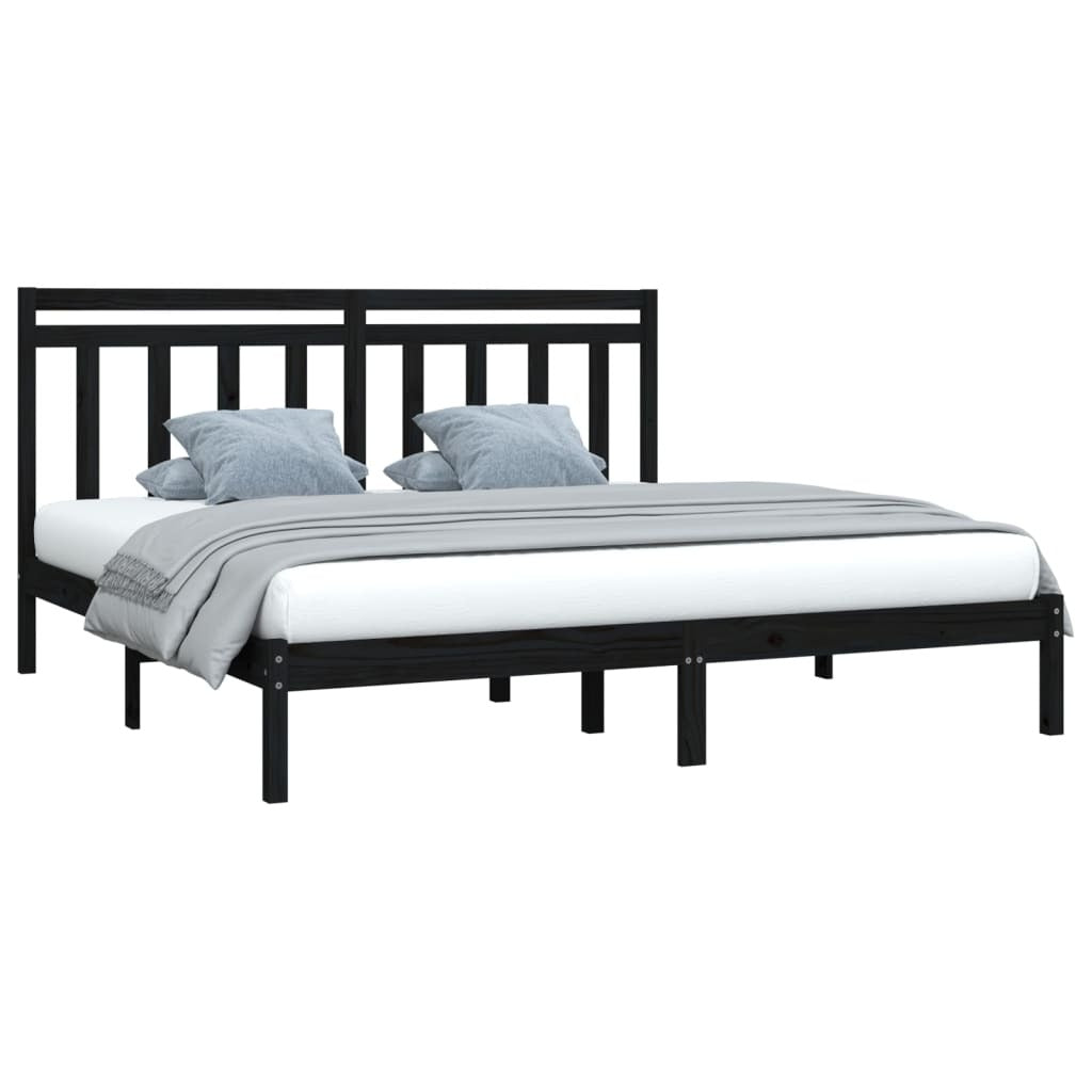 Bed Frame Black Solid Wood 200x200 cm