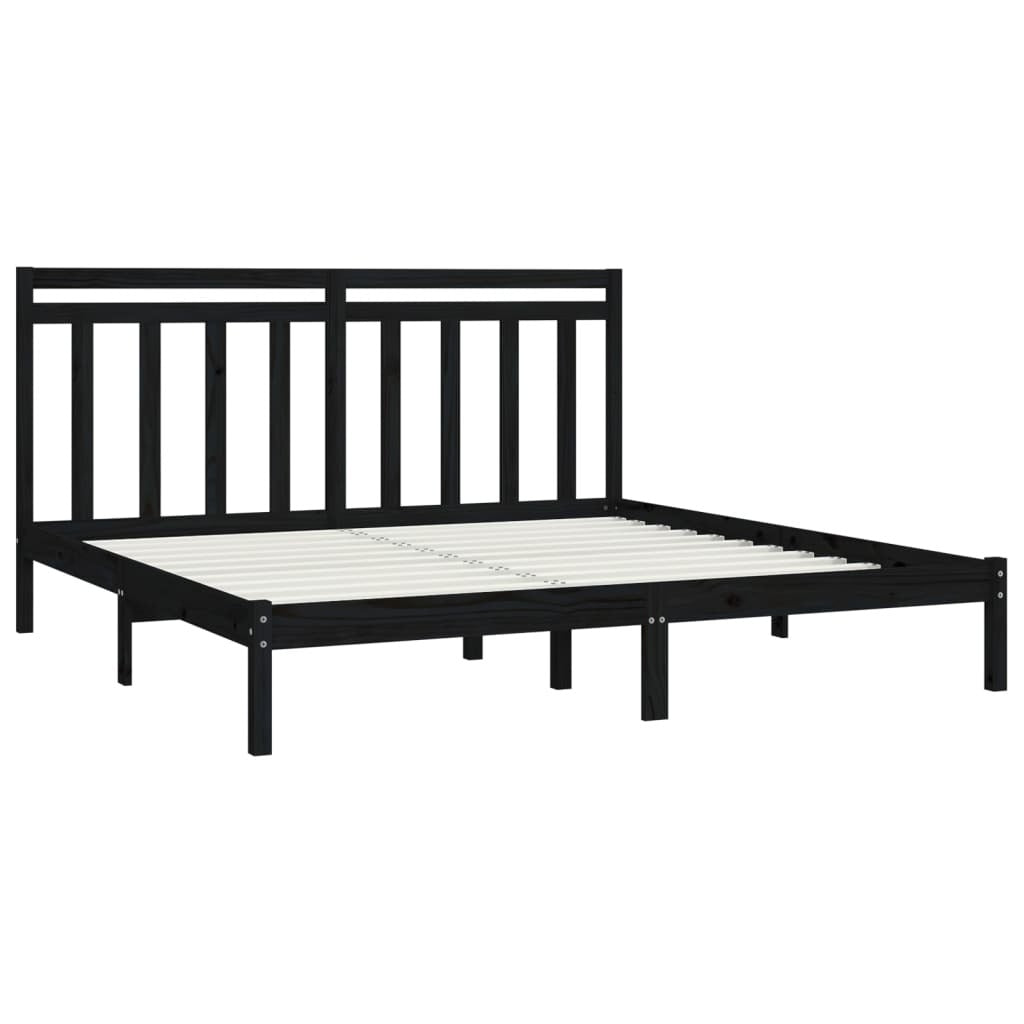 Bed Frame Black Solid Wood 200x200 cm