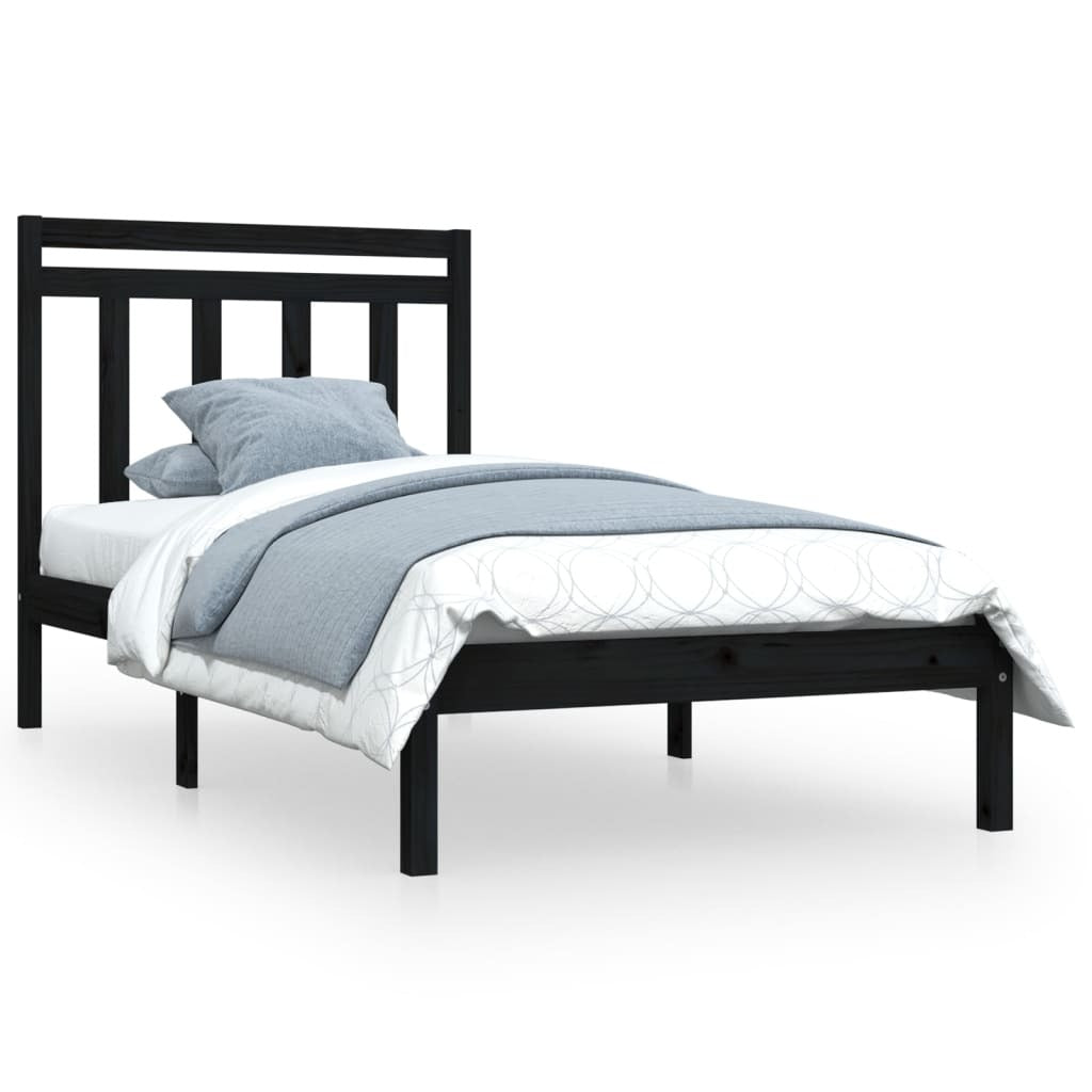 Bed Frame Black Solid Wood 100x200 cm