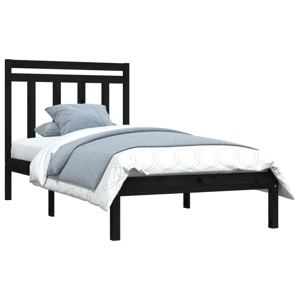 Bed Frame Black Solid Wood 100x200 cm