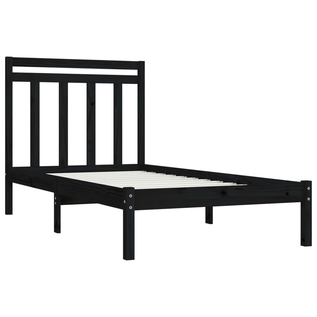 Bed Frame Black Solid Wood 100x200 cm