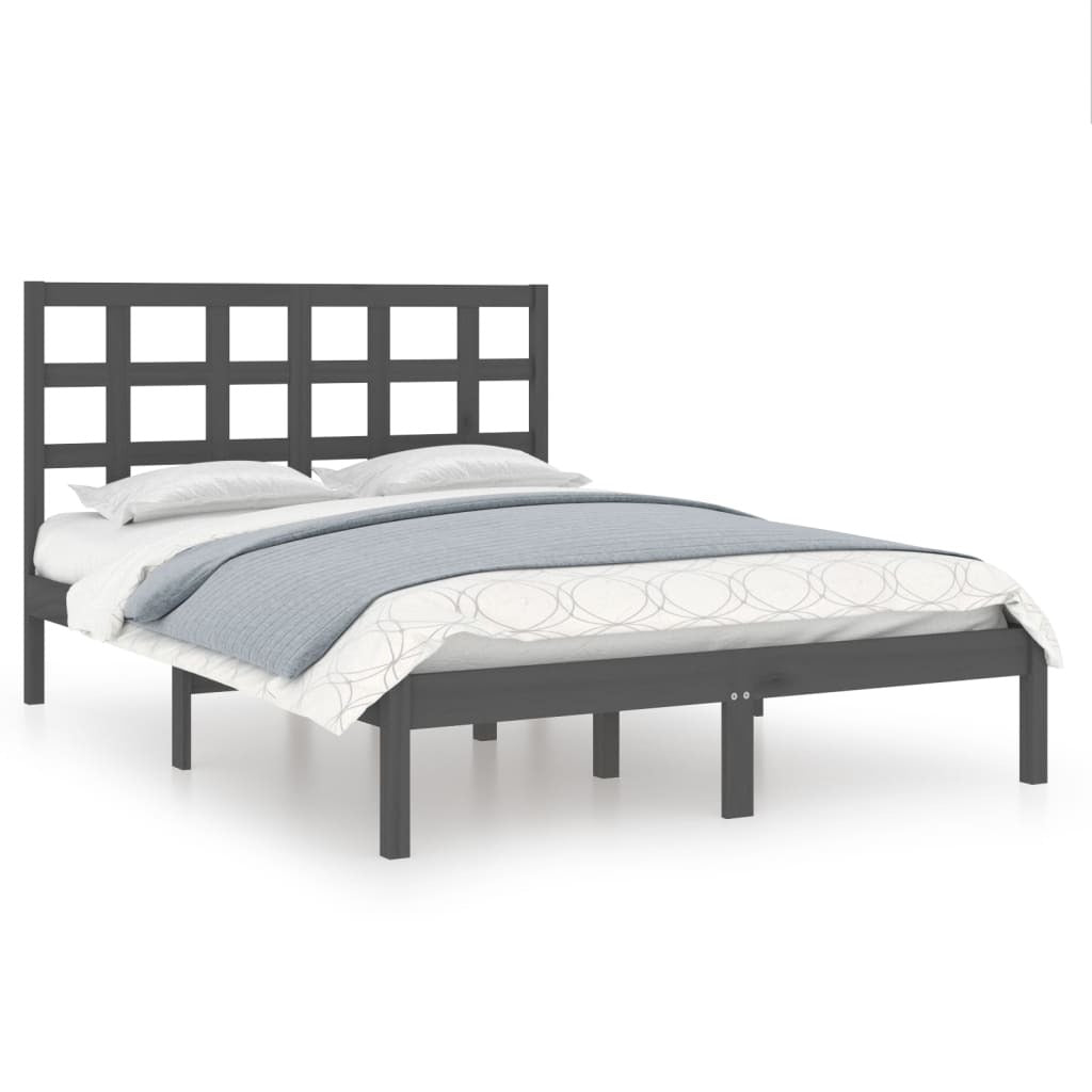 Bed Frame Grey Solid Wood 200x200 cm