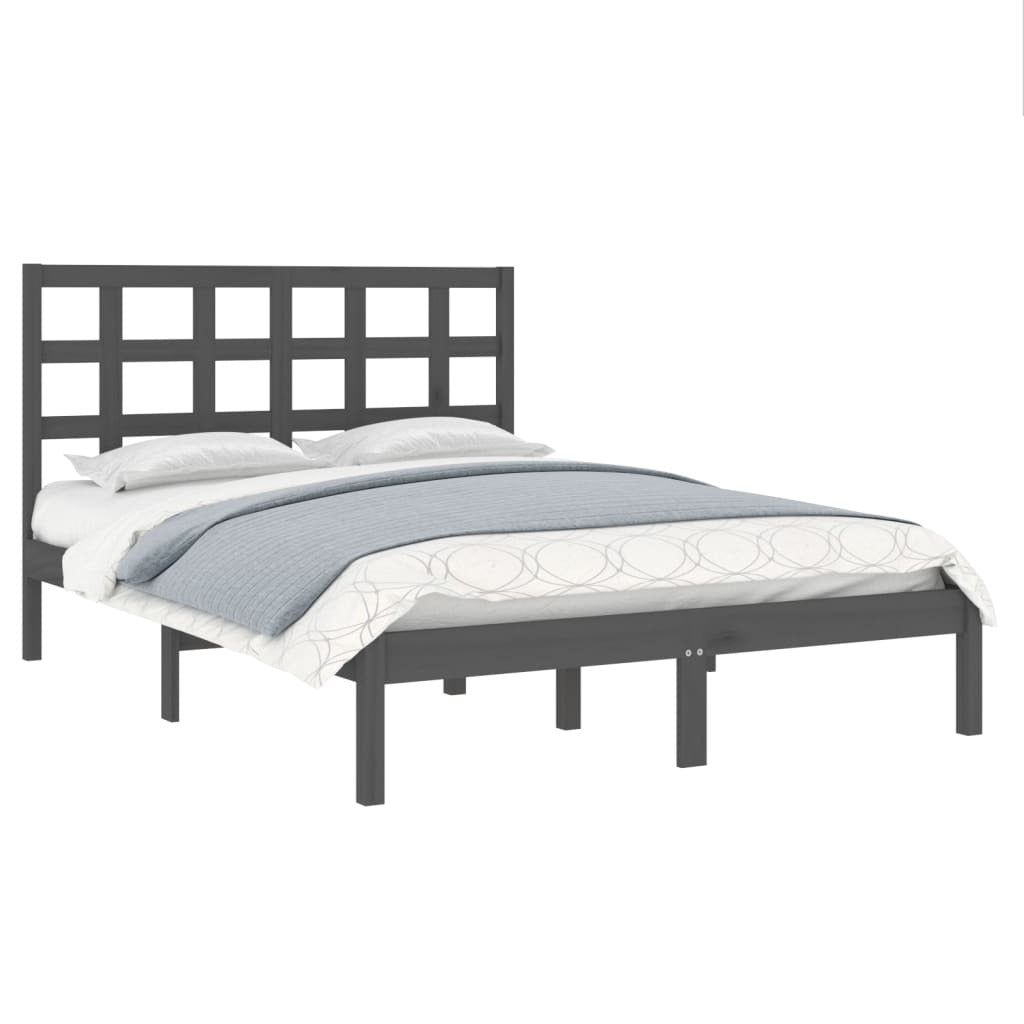 Bed Frame Grey Solid Wood 200x200 cm