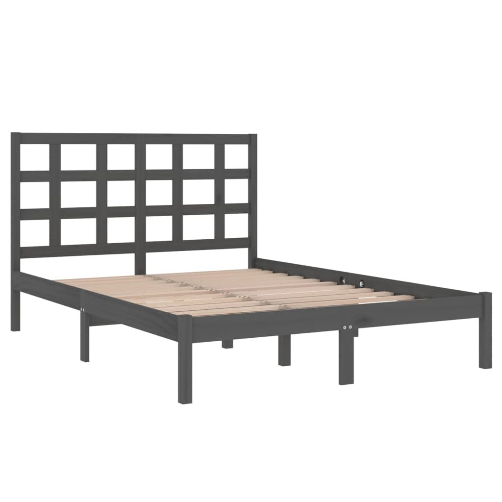 Bed Frame Grey Solid Wood 200x200 cm