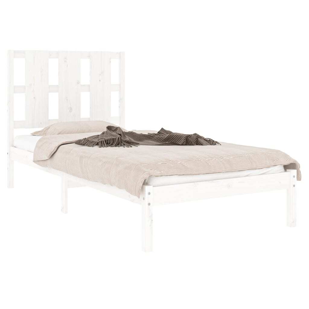 Bed Frame White Solid Wood Pine 90x200 cm
