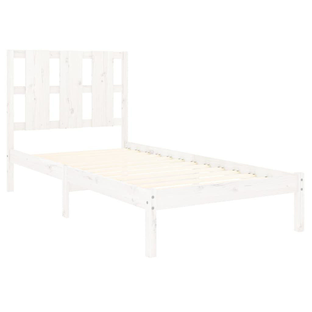Bed Frame White Solid Wood Pine 90x200 cm