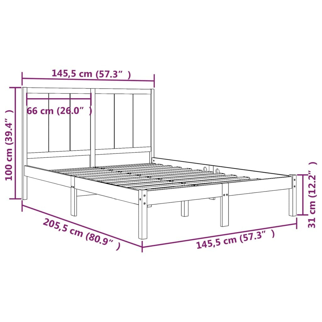 Bed Frame Solid Wood Pine 140x200 cm