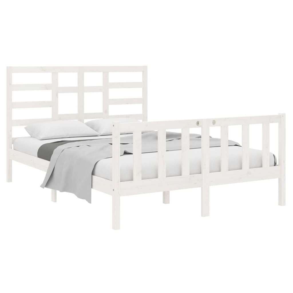 Bed Frame White Solid Wood 140x190 cm