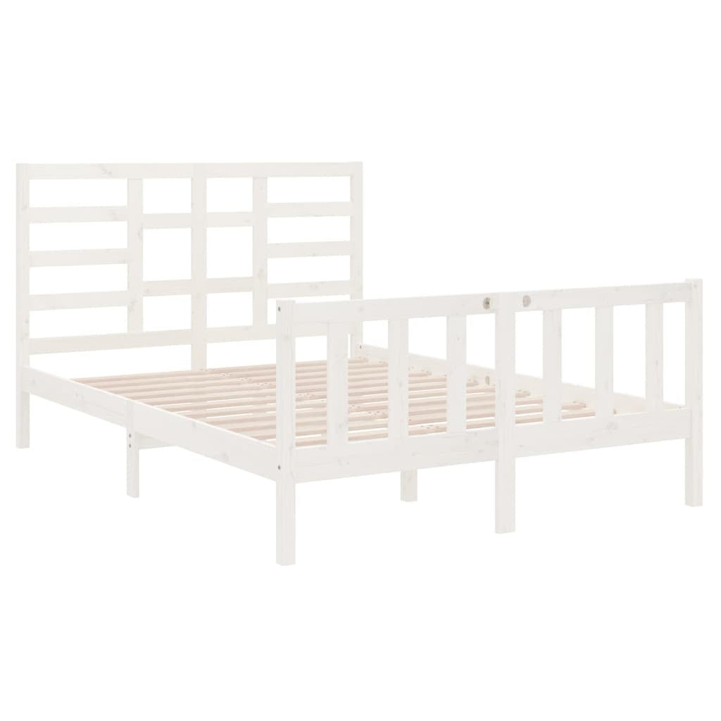 Bed Frame White Solid Wood 140x190 cm