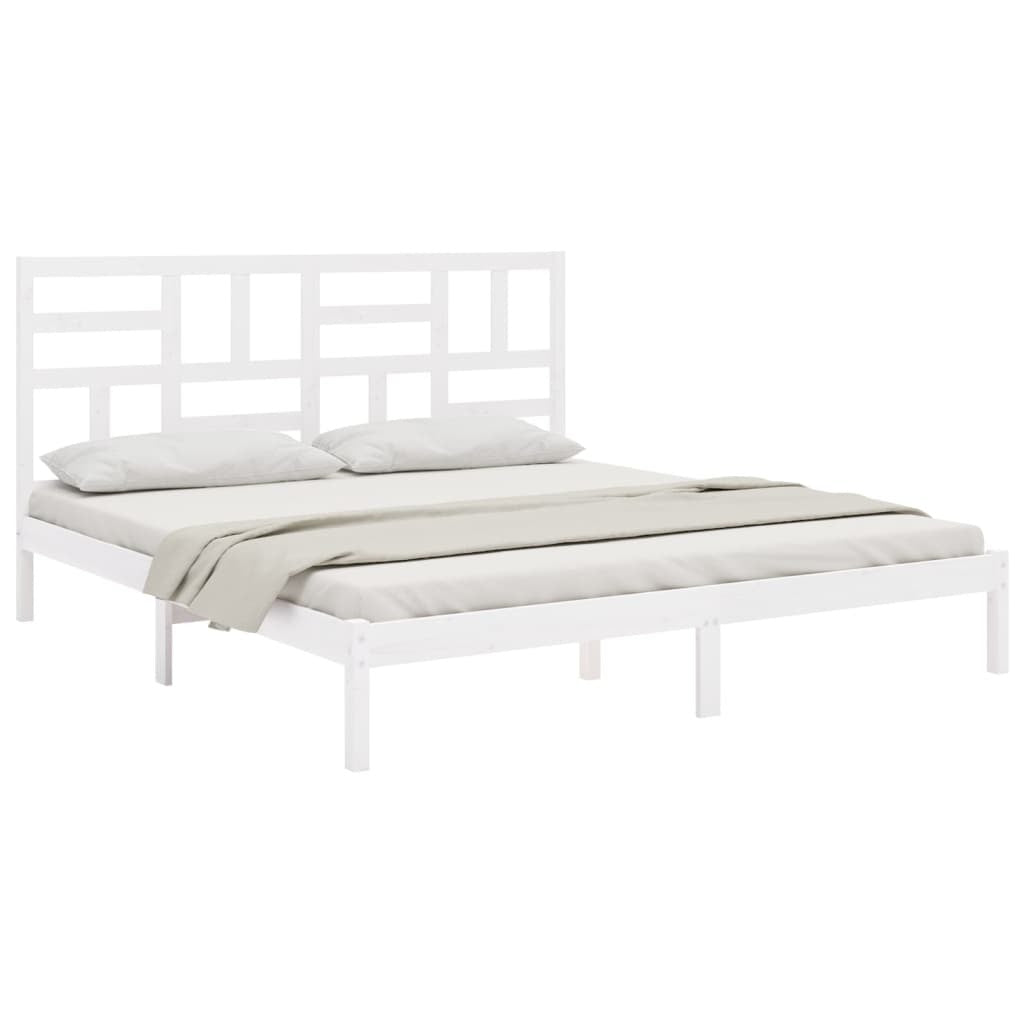 Bed Frame White Solid Wood 200x200 cm
