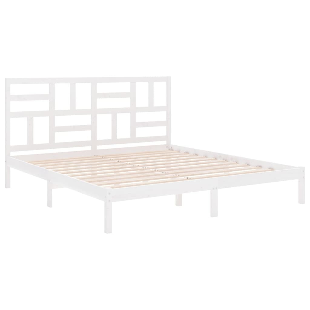 Bed Frame White Solid Wood 200x200 cm