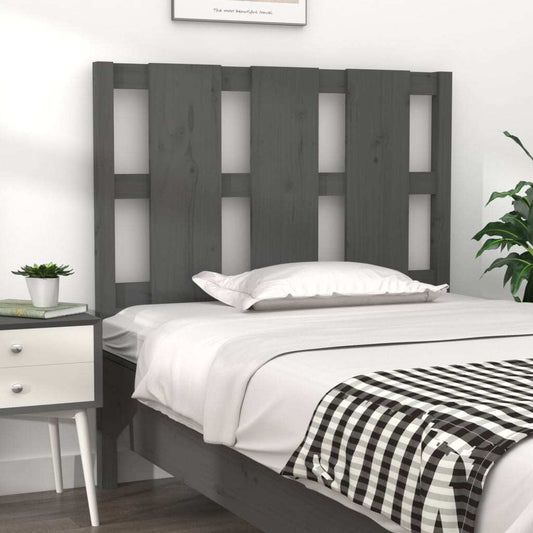 Bed Headboard Grey 95.5x4x100 cm Solid Wood Pine