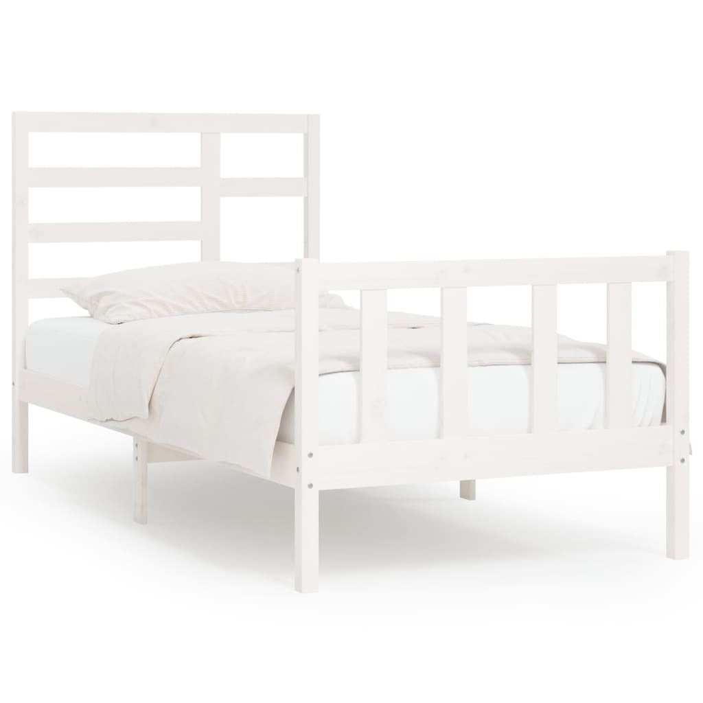Bed Frame White Solid Wood Pine 100x200 cm