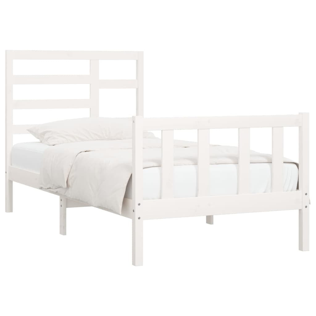 Bed Frame White Solid Wood Pine 100x200 cm