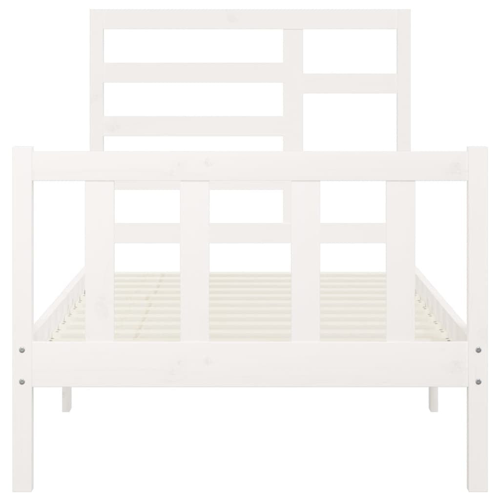 Bed Frame White Solid Wood Pine 100x200 cm