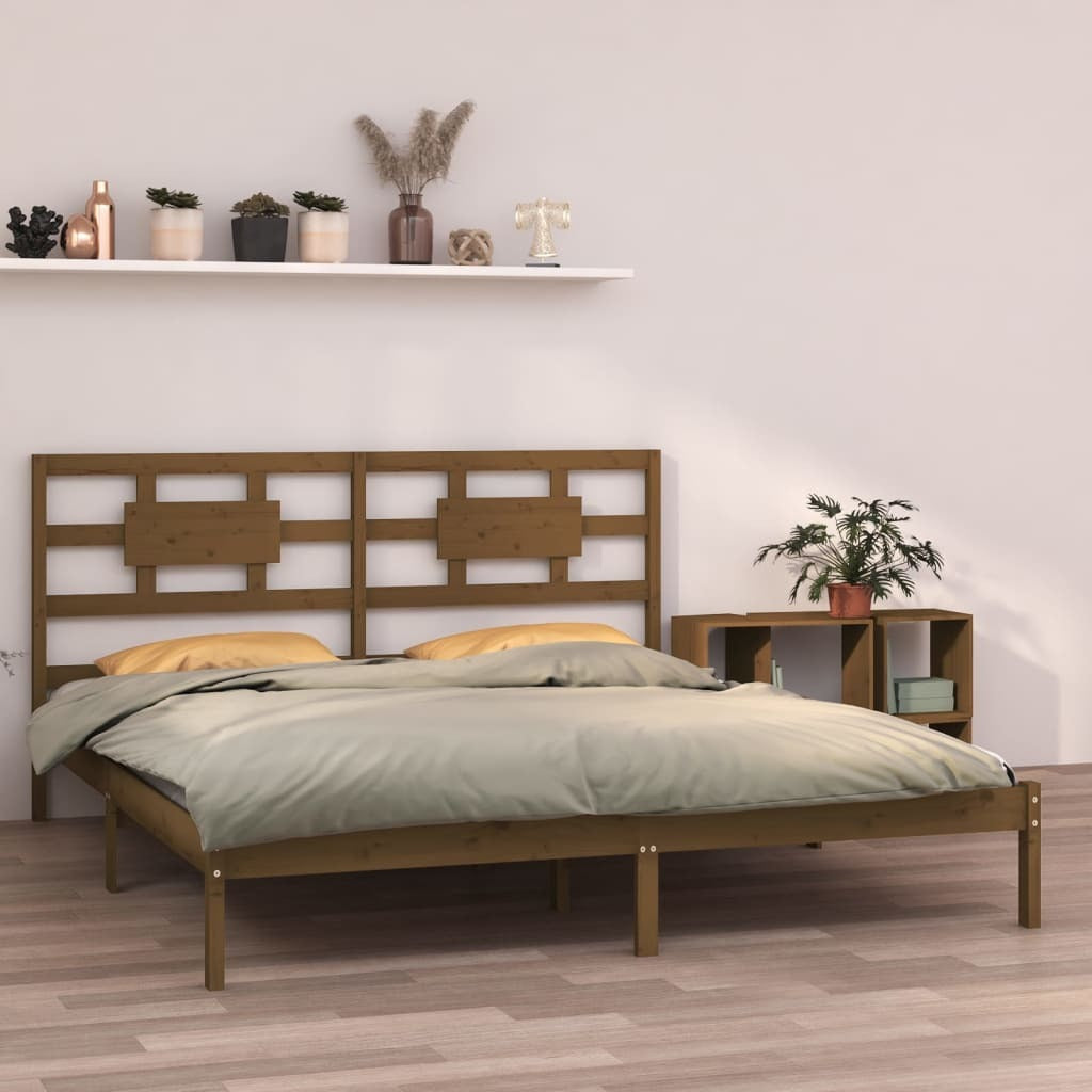 Bed Frame Honey Brown Solid Wood 200x200 cm
