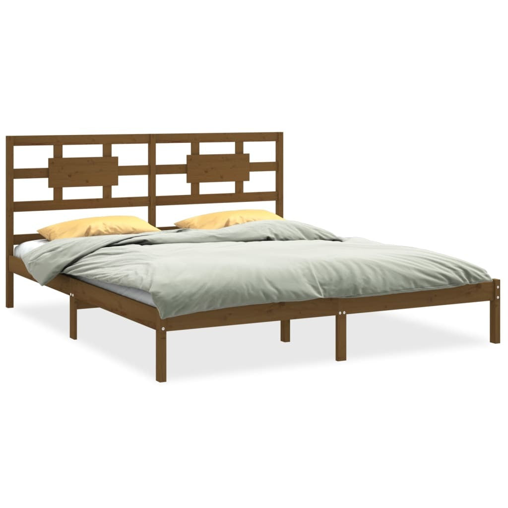 Bed Frame Honey Brown Solid Wood 200x200 cm