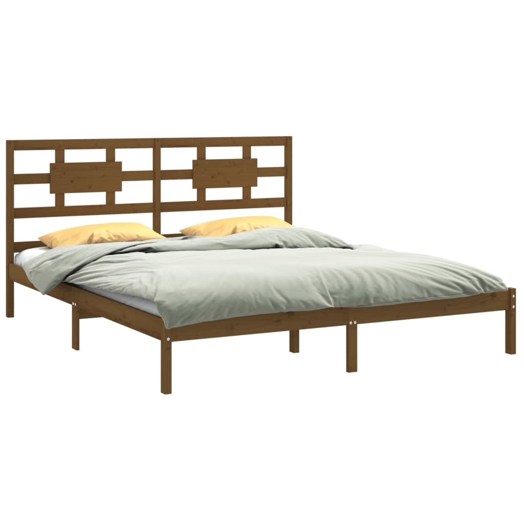 Bed Frame Honey Brown Solid Wood 200x200 cm