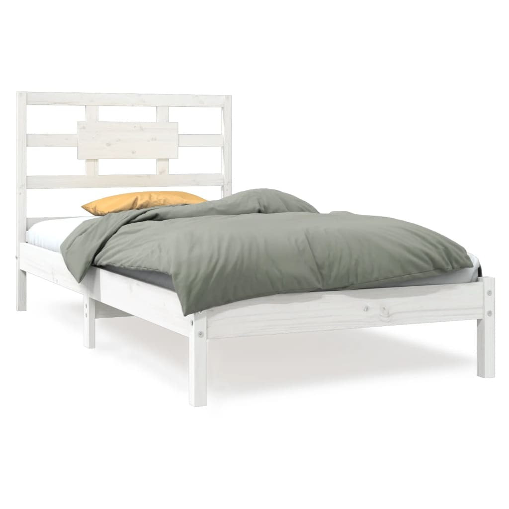 Bed Frame White Solid Wood 90x200 cm