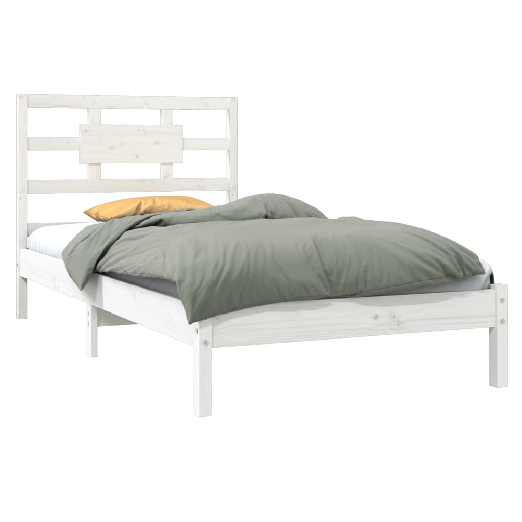 Bed Frame White Solid Wood 90x200 cm
