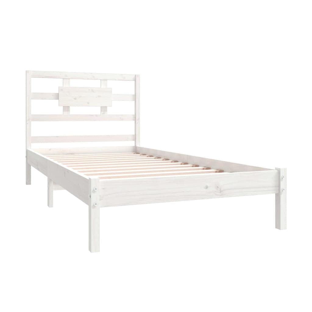 Bed Frame White Solid Wood 90x200 cm