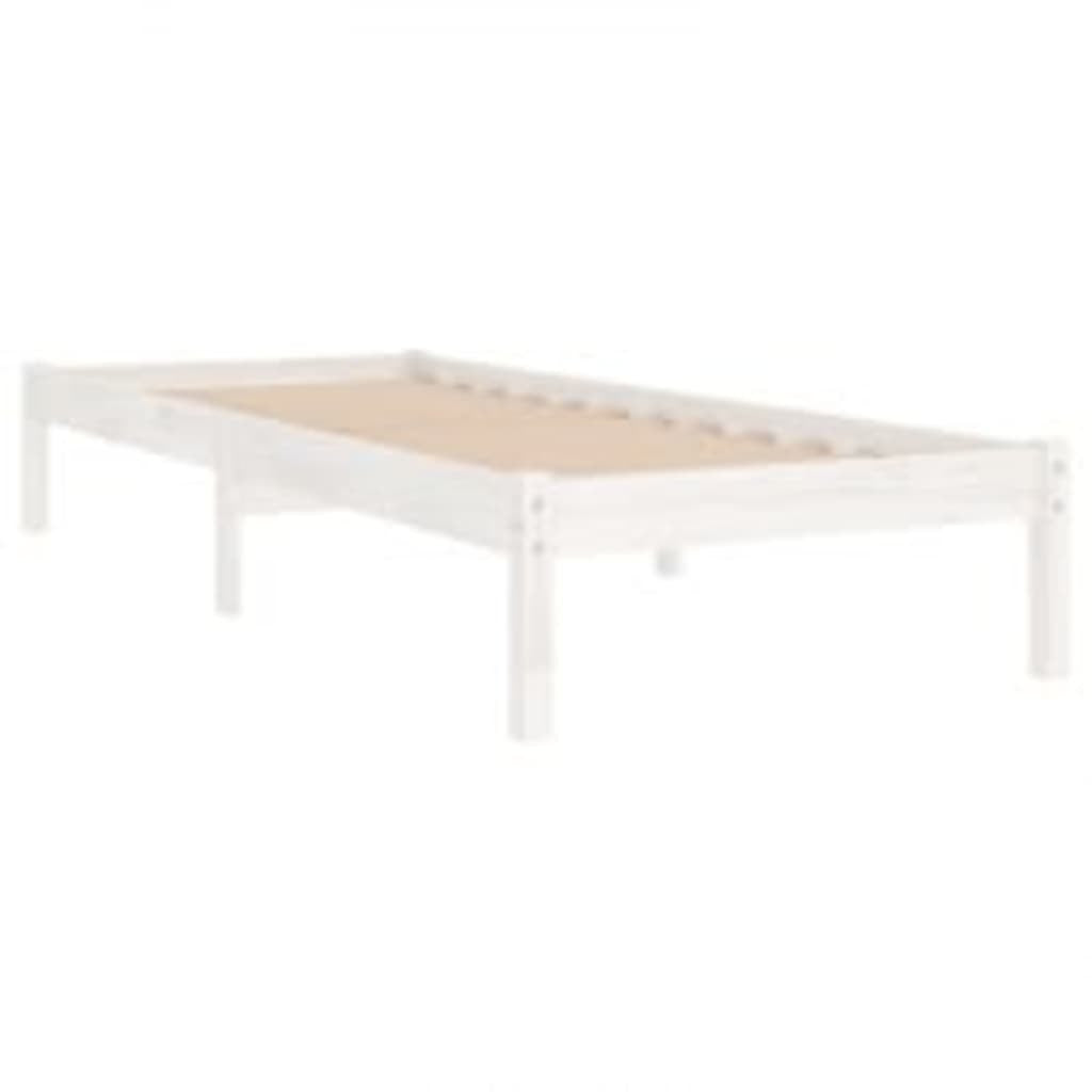 Bed Frame White Solid Wood 90x200 cm