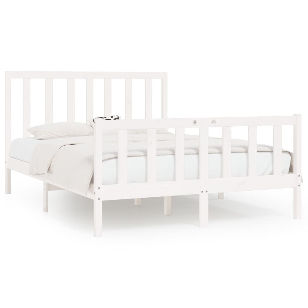 Bed Frame White Solid Wood 160x200 cm