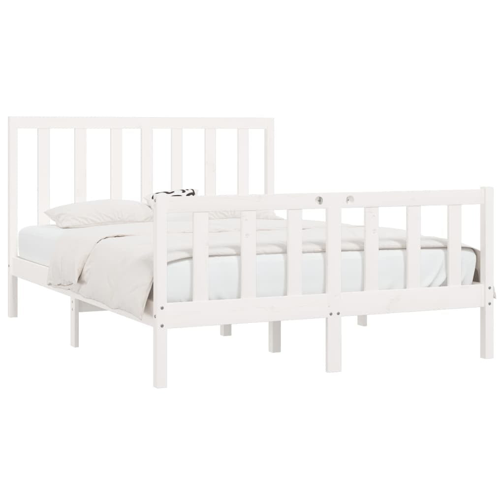 Bed Frame White Solid Wood 160x200 cm