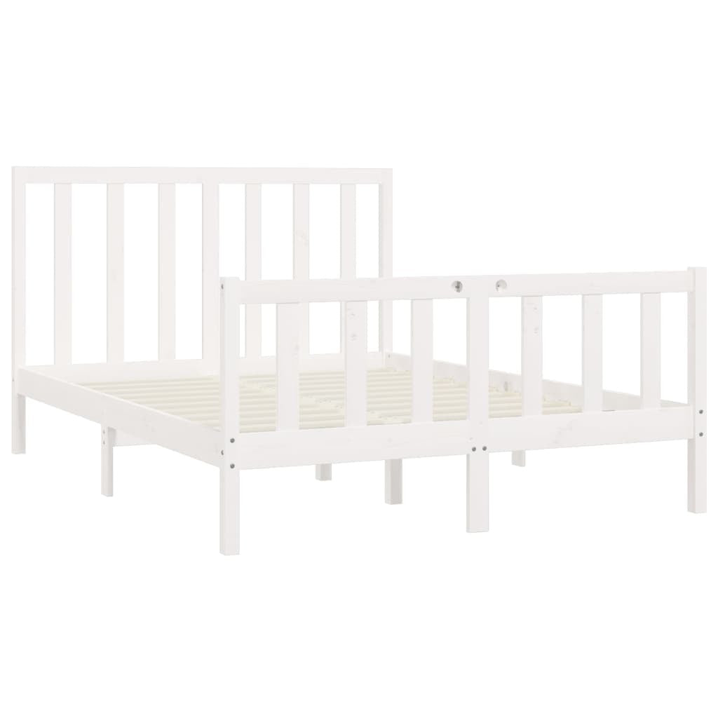 Bed Frame White Solid Wood 160x200 cm