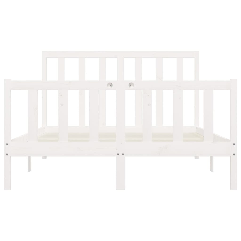 Bed Frame White Solid Wood 160x200 cm