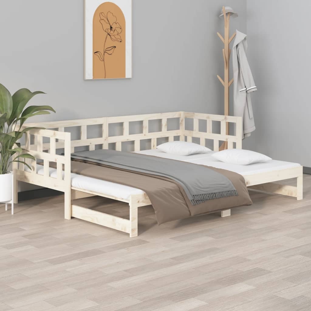 Pull-out Day Bed Solid Wood Pine 2x(90x200) cm