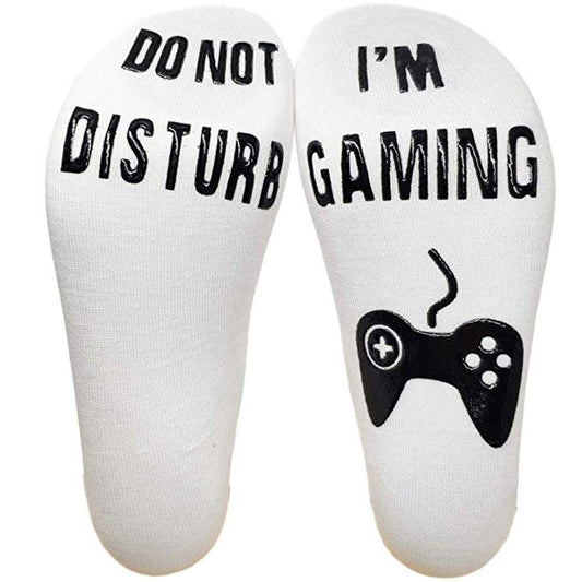Vinsani 'Do Not Disturb, I'm Gaming' Funny Ankle Gamer Socks - White