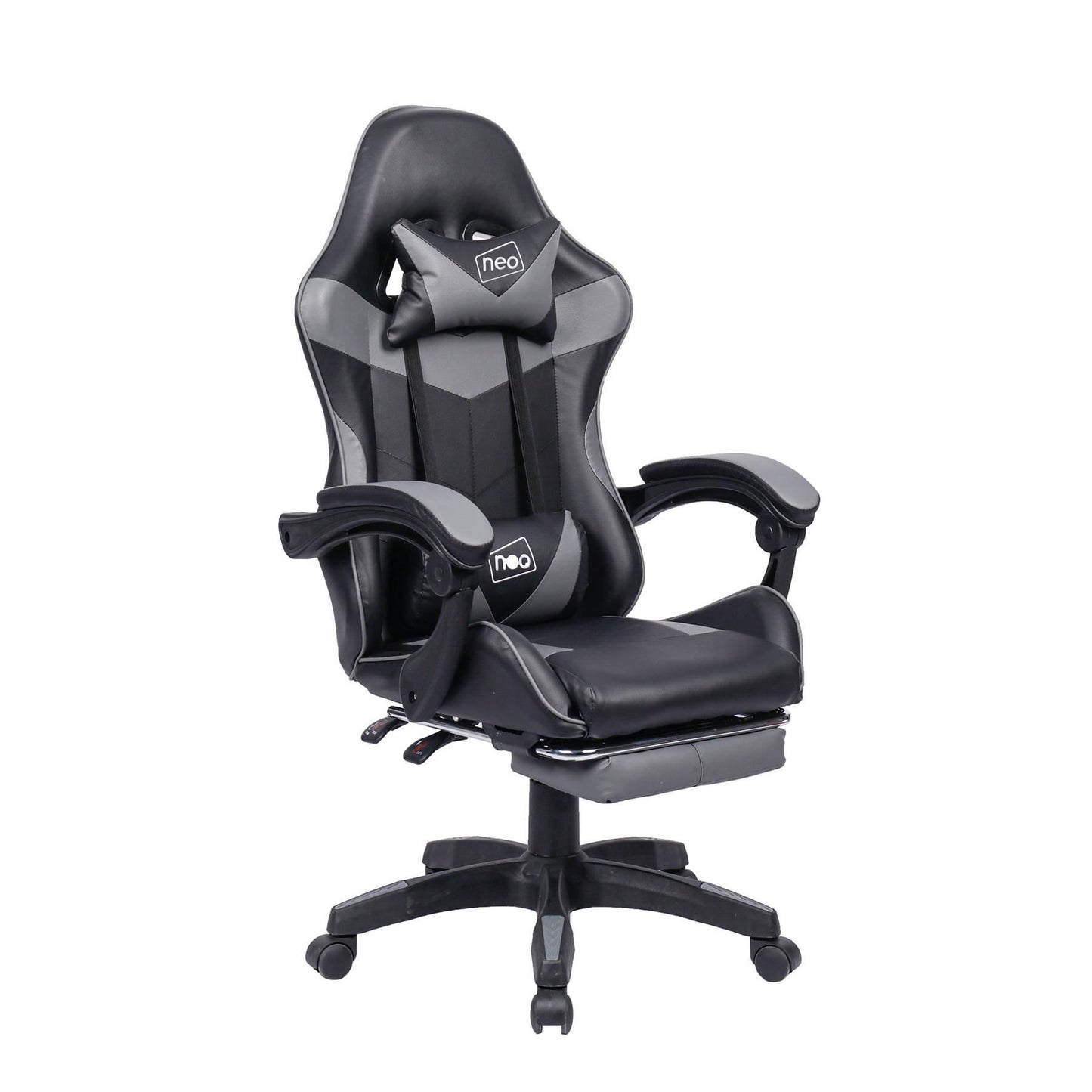 Leather Recliner Computer Gaming Office Chair With Footrest - Grey