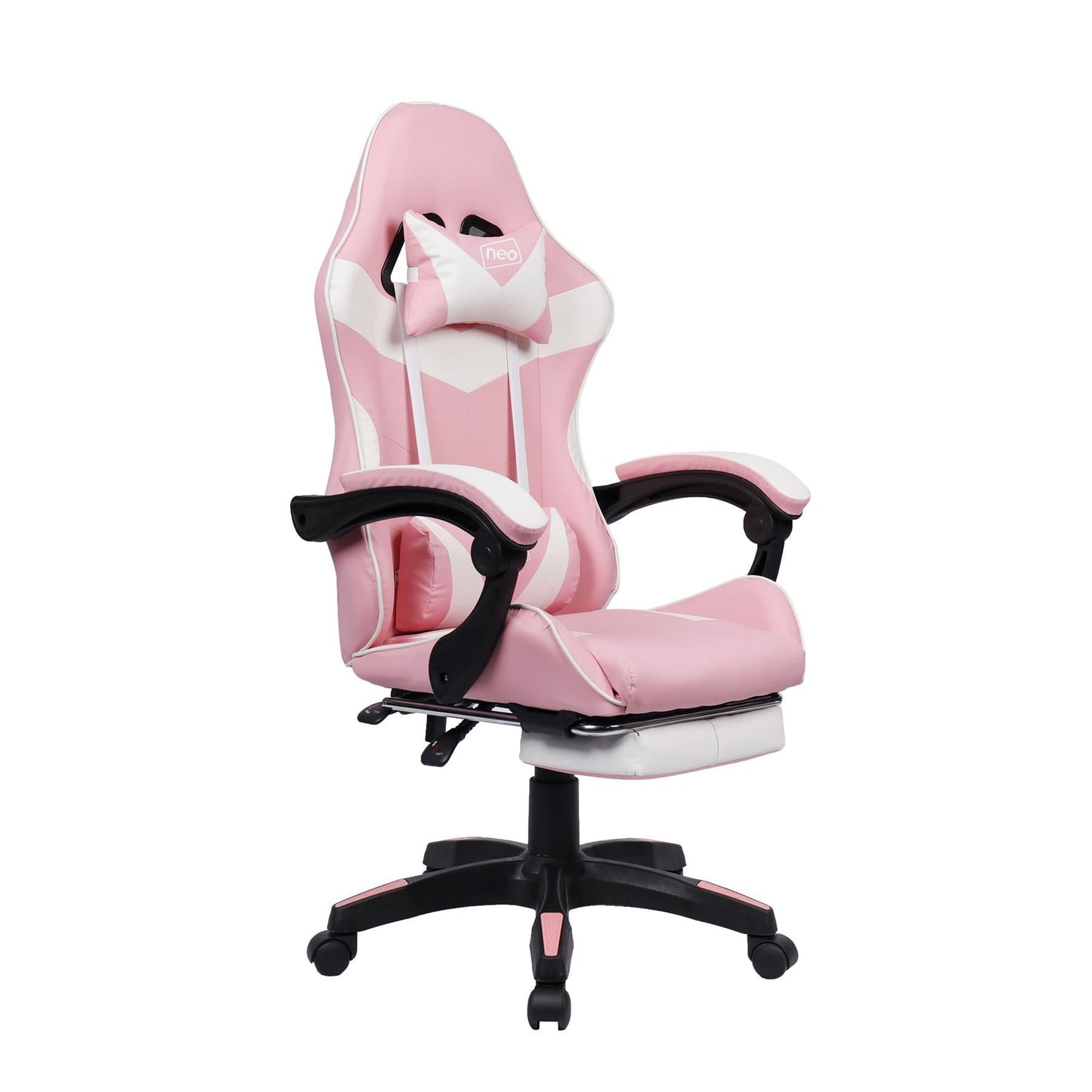 Leather Recliner Computer Gaming Office Chair With Footrest - Pink