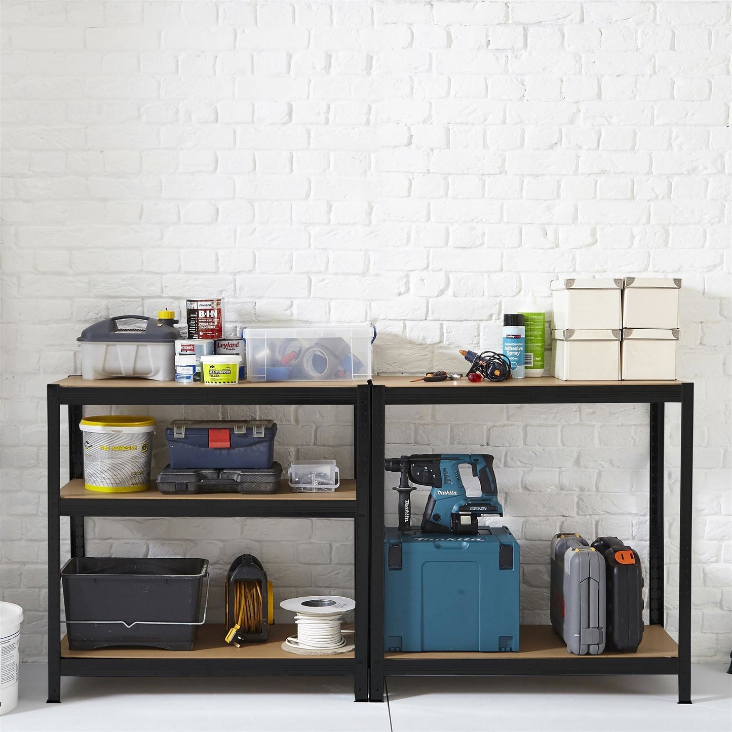 Large 5 Tier Garage Shelving Racking - Black