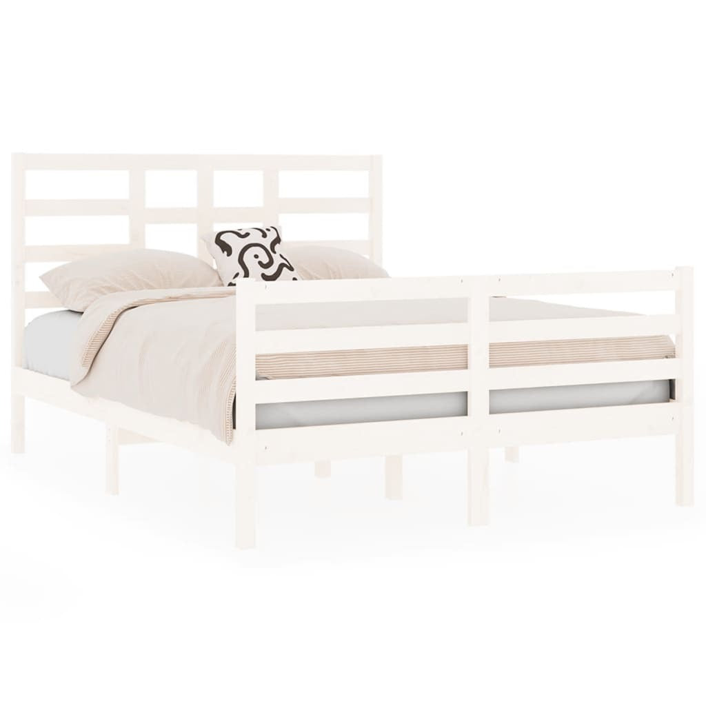 Bed Frame White Solid Wood 140x190 cm