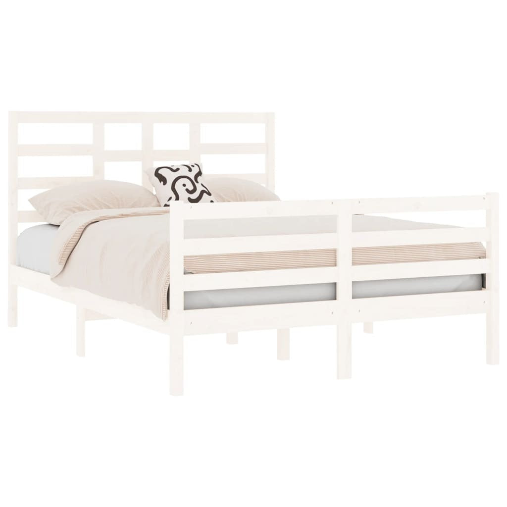Bed Frame White Solid Wood 140x190 cm