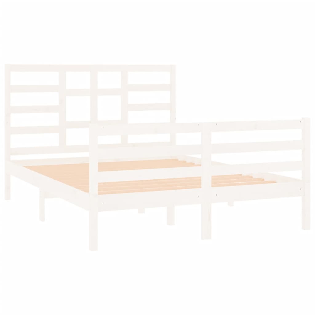 Bed Frame White Solid Wood 140x190 cm
