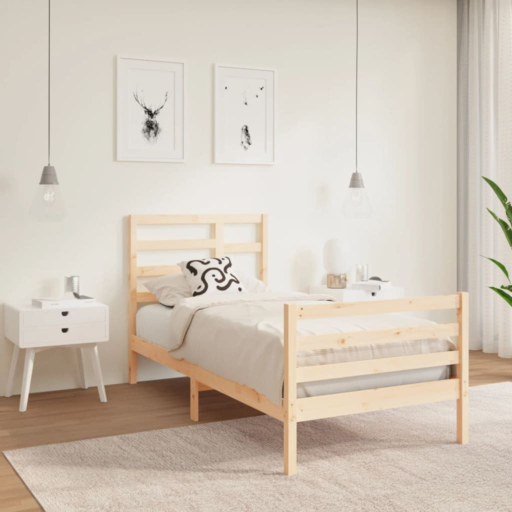 Bed Frame Solid Wood 75x190 cm Small Single