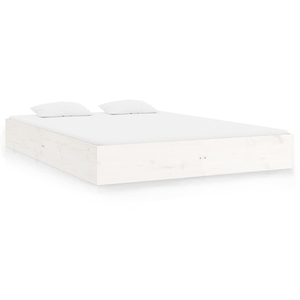 Bed Frame White Solid Wood 120x200 cm