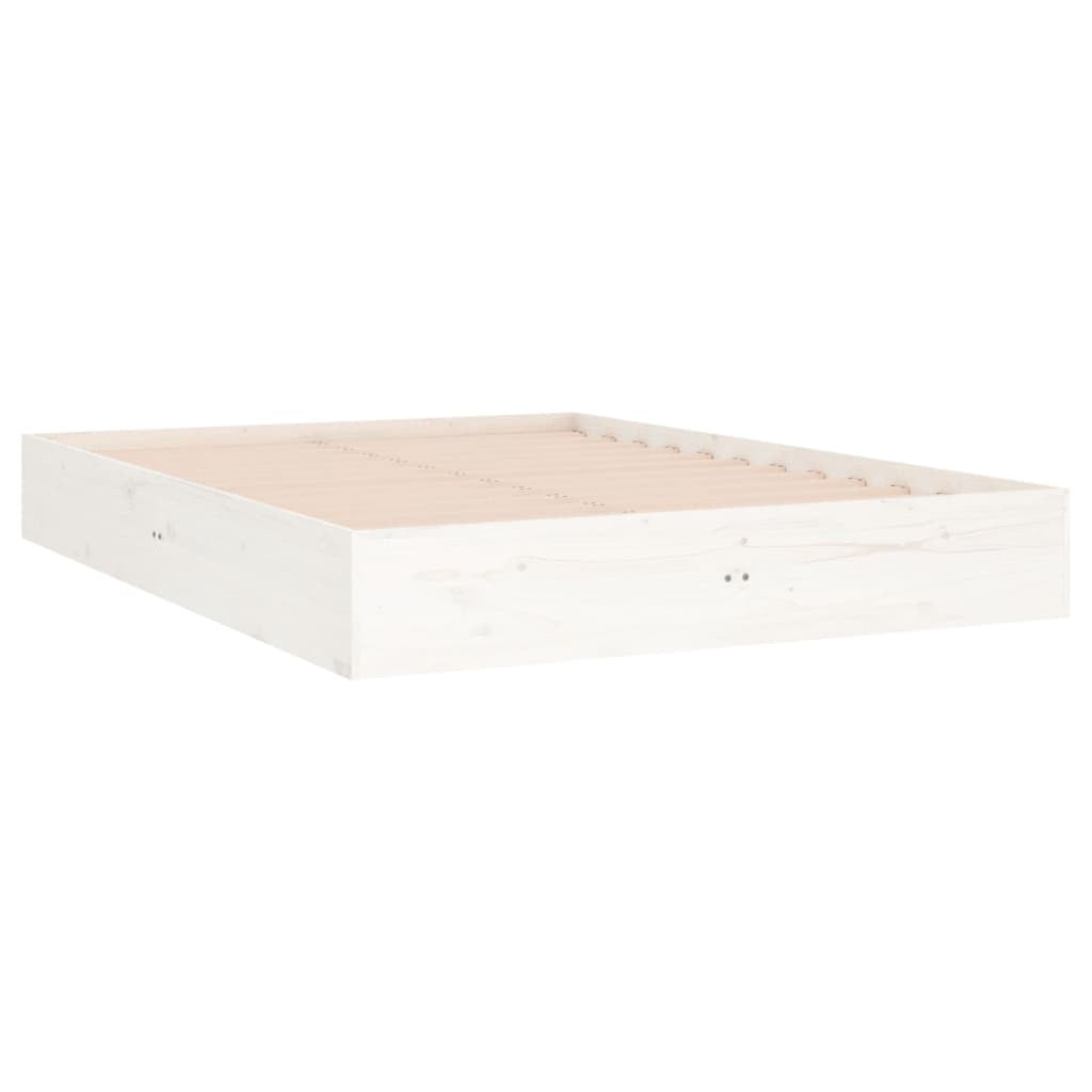 Bed Frame White Solid Wood 140x190 cm