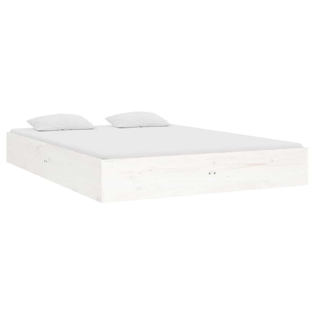 Bed Frame White Solid Wood 120x190 cm 4FT Small Double