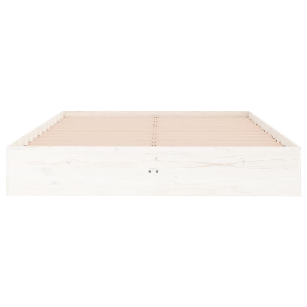 Bed Frame White Solid Wood 120x190 cm 4FT Small Double