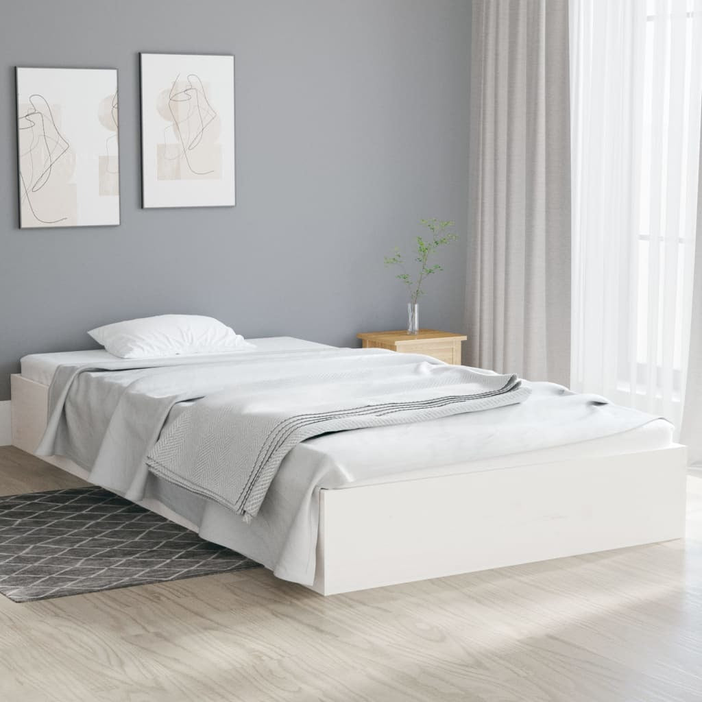 Bed Frame White Solid Wood 90x200 cm