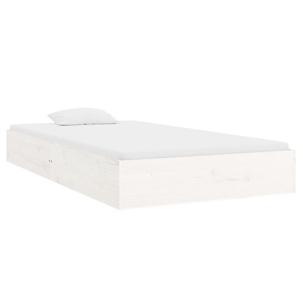 Bed Frame White Solid Wood 90x200 cm